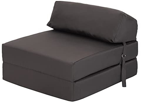 Ready Steady Bed Comfortable Fold Out Z Bed Chair | Sofa Bed Futon Lightweight | Soft Water resistant Cover | Ergonomically Designed Single Mattress Zbed (Dark Grey)