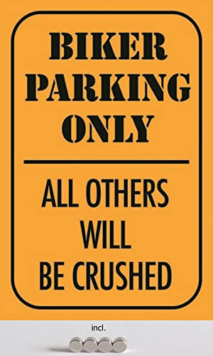 Blechschild 20x30 Biker Parking only Motorrad Parkplatz Garage Werkstatt Schild mit 4 starken Magneten