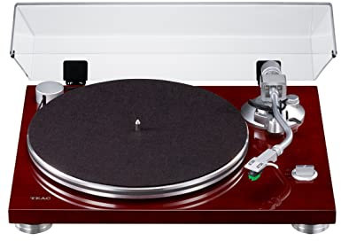 Teac TN-3B-SE HiFi Plattenspieler mit Riemenantrieb, Vinyl Turntable (MM-Phono-EQ-Verstärker, innovativer SAEC Tonarm, Aluminium Plattenteller, 33/45 U/min) Cherry/Kirsch Rot