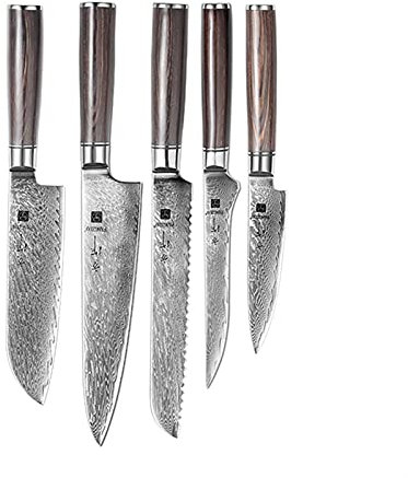 1-9PC Cuchillo de cocina Set Profesional Damasco Steería Cocinero Pan Paring Santoku Sharp Cook Cuchillo Cuchillo de cocina (Color : Blue)