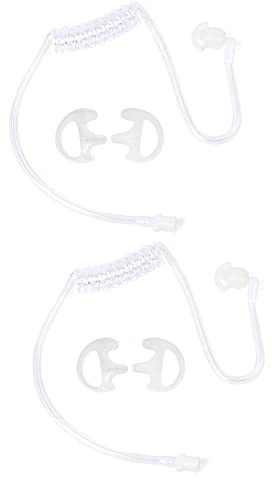 UAYESOK Funkgerät Luft Akustikspulen Rohr Audio-Bausätze mit Ersatz-Ohrstöpsel Weiches Silikon Weiß Medium Ohrmuschel Ohrstöpsel für Motorola Kenwood Walkie Talkie Headset verdecktem Hörer (2er Pack)