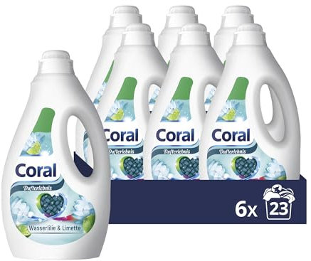 Coral Flüssigwaschmittel Wasserlilie & Limette Colorwaschmittel für bunte Wäsche mit langanhaltendem Duft 6x 23 WL