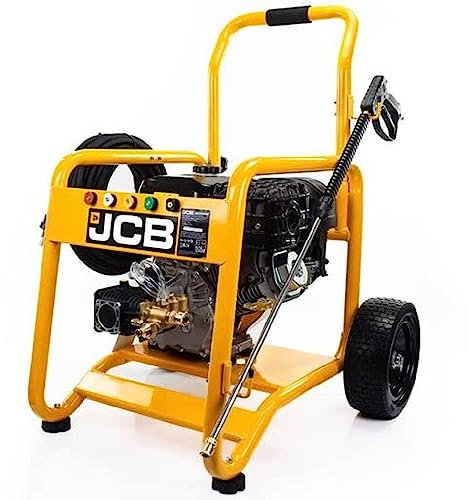 JCB Petrol Pressure Washer, 4000psi / 276bar, Powerful 15hp JCB Petrol Engine, Triplex AR Pump, Quick Release Connectors with 5 Nozzle, Puncture Proof Tyres