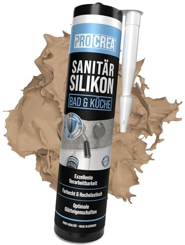 PROCREA® 1x Premium Sanitärsilikon Bad & Küche (Bahamabeige) [mit Anti-Schimmel-Formel] Dichtmasse für innen & außen - Universal Silikon in Profi-Qualität (beige) - Made In Germany