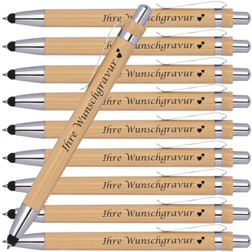 Juwelier Schönschmied Kugelschreiber mit Gravur | Bambus | inkl. Touchfunktion | Personalisiert | Nachhaltiger Werbekugelschreiber mit Wunschgravur | Geschenkidee (10)