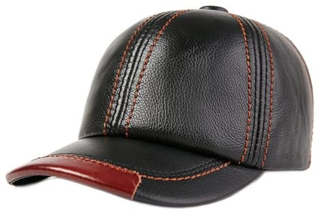 Lederhüte für Herren und Damen Baseballmütze Männer Echtes Leder Sna-Pack Männlich Hi-Gh Qua-legs Braun Schwarzer Herbst Winter Herrenhüte und Kappen Warmes und süßes Geschenk ( Color : Noir , Size :