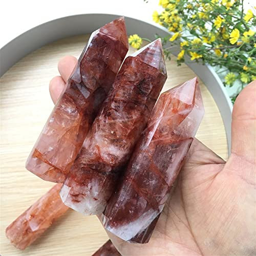 CZAOINCU Raumdekoration Natural Magic Natural Red Glue Flower Crystal Single Tip Point Wand Crystal Column Home Decor (Size : 1kg 5-9cm)