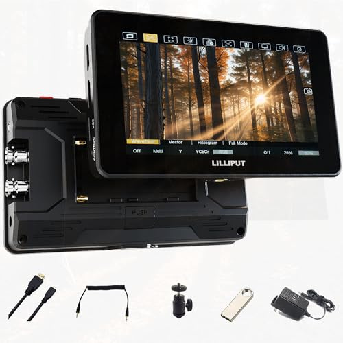 LILLIPUT HT5S Moniteur Tactile Caméra Field 5.5'' FHD IPS 1920x1080 | 2000NITS, Écran Tactile, 4K HDMI 2.0 3G-SDI, 3D-LUT HDR