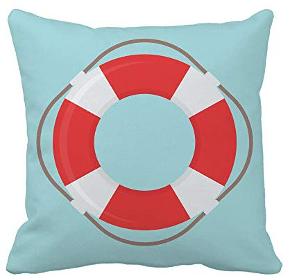 45X45Cm Throw Pillow Cover Rettungsschwimmer Rettungsring Ring Lebensretter Strand Preserver Gürtel Kreis Wurfkissen Hüllen Waschbar Dekorativer Kissenbezug Hautfreundlich Kissenbezüge