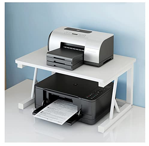 Druckertisch, Druckerhalterung, doppelschichtiges Gestell, Faxgerät-Schreibtischgestell, Desktop-Drucker für zu Hause, Aufbewahrung und Organisation im Büro auf kleinem Raum, Druckerständer (A)