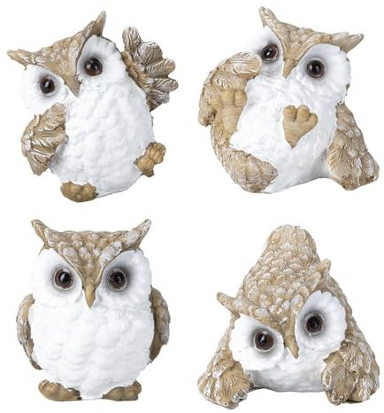 Ideen mit Herz Deko-Figuren | Eulen | Verschiedene Größen | Dekoration für für Wohnzimmer, Schlafzimmer oder Büro | 4 Stück