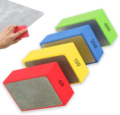 4 Stück Diamant Handschleifpads, Glas Schleifpads, Diamant Polierpad Block, Diamant Schleifblock Set, Zum Schleifen, Polieren Und Scharfen, Keramik 60#, 100#, 200#, 400#