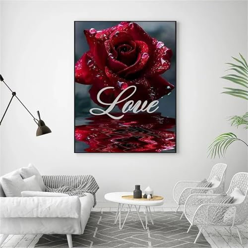 Diamond Painting Erwachsene,5D Liebe Rosen Diamant painting Bilder kinder,DIY Square Vollbohrer diamant Malerei Stickerei Kreuzstich Geschenke Home Wand Dekor 60x80cm