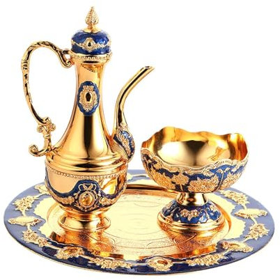 F Fityle Service à thé en métal avec Carafe Vintage pour décoration de la Maison, Bar, décoration de Table, Ornement pour Table à Manger, fête, Chambre à, Bleu