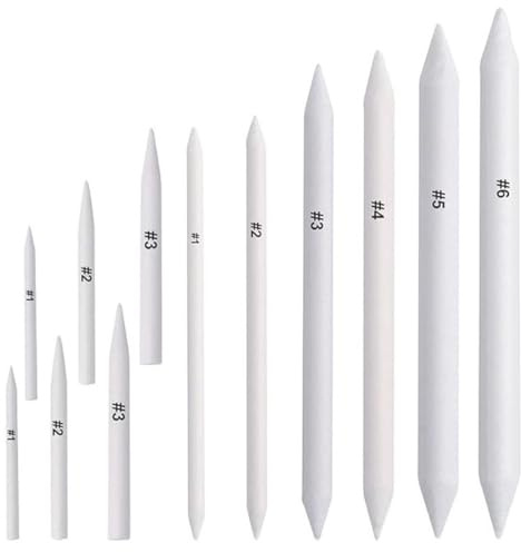TEOZBLU 12 Piezas Accesorios de Dibujo, Difuminos y Tortillones de Mezcla Difuminadores para Dibujos Difuminos, para Artistas de Boceto DIY Difuminos Difuminadores para Dibujo