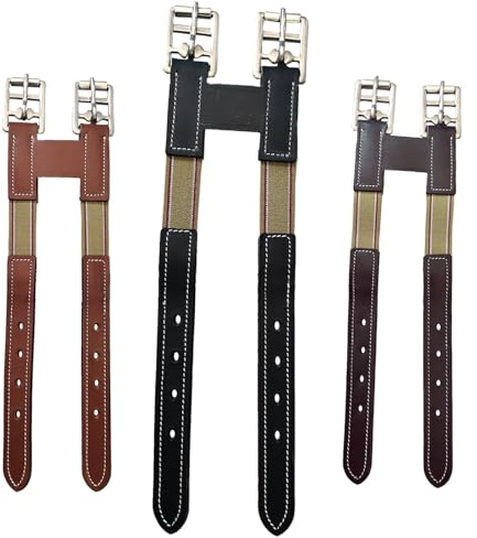 Majestic Ally Leather Girth Extender with Heavy-Duty Elastics, Durable, Flexible (Black)