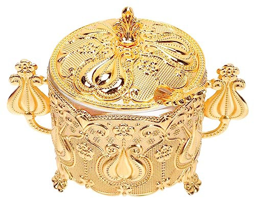 Cabilock Azucarero Decorativo De Metal Dorado Con Tapa y Cuchara, Tarro De Condimentos Para Cocina De Zinc, Recipiente Práctico Para Azúcar y Especias, Uso Doméstico,
