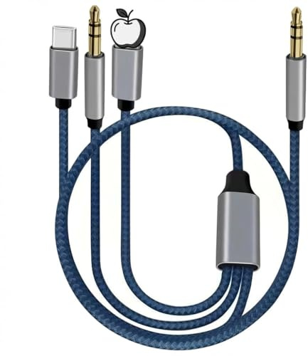 JRILUO AUX Kabel 3-in-1 auf 3.5mm Klinke, USB-C & 3.5mm auf 3,5mm Klinke Audio Kabel, Multi-Kompatibles AUX Kabel Kompatibel mit Smartphones, Auto, Kopfhörer, MP3, Heim-Stereo-Lautsprecher 1.2M