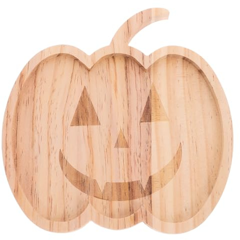 CLISPEED Pumpkin Wooden Tray 8 Inch Halloween Serving Platter for Snacks Fruits and Appetizers Oak Wood Charcuterie Board Ideal for Festive Parties and Home Decoration