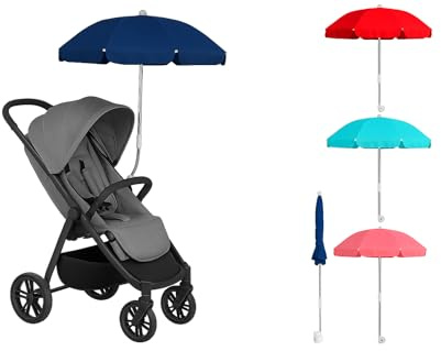 Ombrellino parasole Passeggino Universale ⌀ 65cm per bambini - Protezione Solare UV, Regolabile e Pieghevole, Attacco Universale - ombrellone ombrello Colori: Blu, Rosso, Rosa, Celeste (Blu)