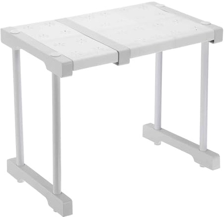 HARFINGTON Expandable Cabinet Tension Shelf 10.63 to 14.96 Adjustable Cabinet Organizer 32 x 9.45 Flower Pattern Table Storage Rack for Wardrobe Cupboard Kitchen Bedroom