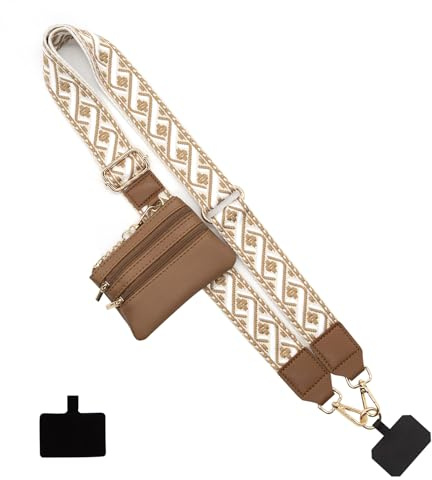 Long Keeper Phone Strap Crossbody with Zipper Wallet Adjustable Universal Cellphone Lanyards Anti Theft Phone Neck Lanyard Wide Replacement Purse Strap