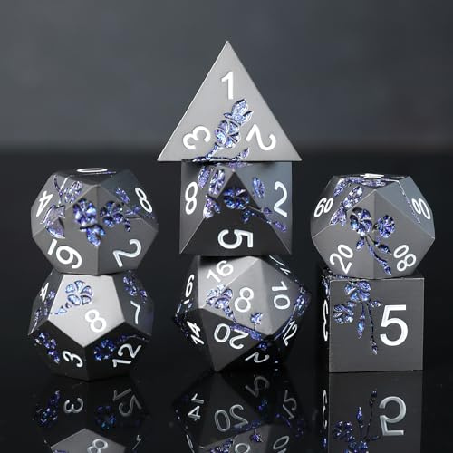 Elifel Dadi DND Set in Metallo D&D 7 Pezzi D4 D6 D8 D10 D12 D20 D% Dadi D&D Metallici Poliedrici per Dungeons And Dragons Pathfinder Giochi da Tavolo Rpg MTG