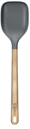 Zyliss Cuchara de Cocina Silicona con Mango de Madera de Roble | Antiadherente, Flexible, PBT Resistente al Calor, Sin BPA, Utensilios de cocina profesional, 32 cm