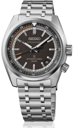 Seiko Speedtimer Automatico, Orologio da Uomo, Quadrante Nero, Cassa Rotonda, Bracciale in Acciaio