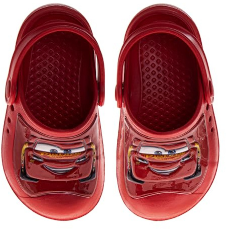 Josmo Kids Cars Clog Sandal Waterproof Slip-On Slides for Boys Lightning McQueen Closed Toe Clogs with Backstrap - Crimson Size 9-10 Toddler
