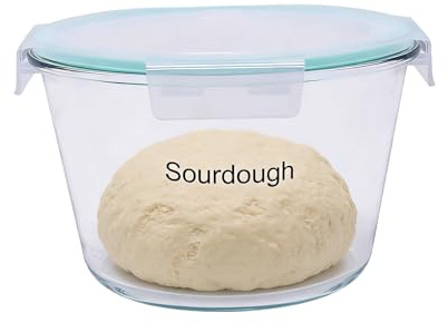 Hynorian Sauerteig Glas 2L – Fermentationsglas mit luftdichtem Deckel & Belüftungsventil, Borosilikatglas Gärglas für Sauerteig, Teig & Hefekulturen, spülmaschinengeeignet, rundes