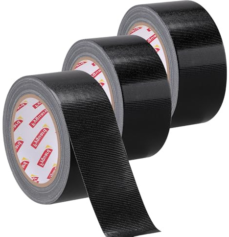 Fyguard 3 Rollen Panzertape Schwarz, 48mm x 28m Schwarzes Gafferband 210μ Wasserdichtes Panzerband Rückstandsfrei für Verschiedene Oberflächen, Reparatur Befestigung Verstärkung (84m insgesamt)