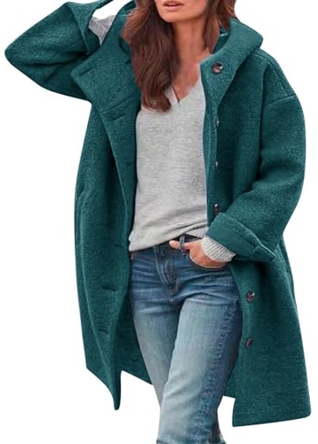Abrigo largo de invierno para mujer, chaqueta informal de forro polar, corte holgado, cálido y elegante, abrigo con cuello a prueba de polvo, prenda de abrigo para otoño/invierno (Navy #2, XXL)