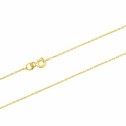 MYSTIC JEWELS – 925 sterling silver halsband med 14K guldplätering, 1 mm tvingad diamantpläterad kedja för kvinnor, tillgänglig i 40,45,5 cm, 60.0 cm, Silver, Ingen ädelsten