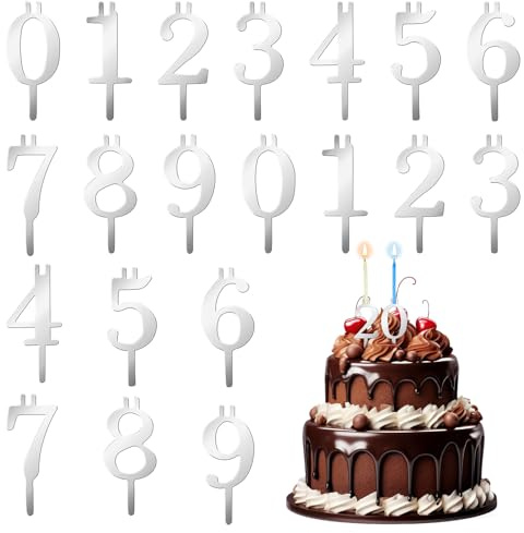 Digital Birthday Cake Candle Holder Set, 2 set 0-9 Number for Cake Topper, Reusable Metal Number Candles Holder, for Birthdays Cakes Top Decoration Anniversaries Celebrations Bakers Party Accessories