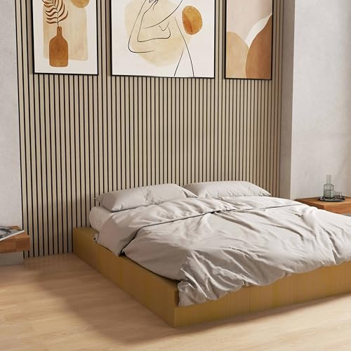 Biubiubath Set of 2 Decorative Acoustic Wall Sound Proof Panels – MDF Wood with Felt Backing For Office Home Theater Studio 240x60 cm Light Oak