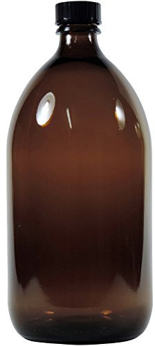 Viva-Haushaltswaren Gabriele Hesse e.K. Braune Apothekerflaschen 1Liter / Enghalsflasche/Medizinflaschen/Braunglasflaschen inkl. einem Beschriftungsetikett