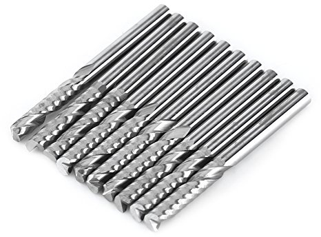 Akozon Single Flöte Schaftfräser CNC Werkzeug Bits 3.175mm Durchmesser 22mm Schneiden Länge Satz von 10 Stück