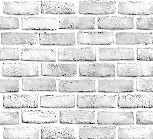 Yancorp 32.8ft White Gray Brick Contact Paper Peel and Stick Wallpaper Removable Wallapaper Grey Vinyl Wrap Self-Adhesive Wallpaper Backsplash Kitchen