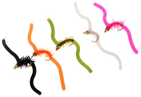 CUTICATE 5 Stücke Mischfarben Weiche Squirmy Würmer Forelle Fliegen San Juan Wurm Regenwurm Köder - Pack 1