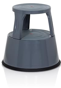 hjh OFFICE Tritthocker TIO-M II Metall Elefantenfuß, Höhe 42 cm, bis 150kg belastbar, mit Rollen 830007 Grau