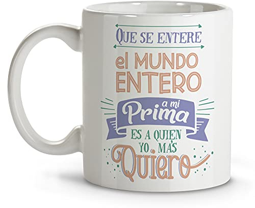 Taza prima. Regalos originales. Tazas desayuno originales. Varios diseños. PRIMA QUIERO. Tazas cerámica 330ml