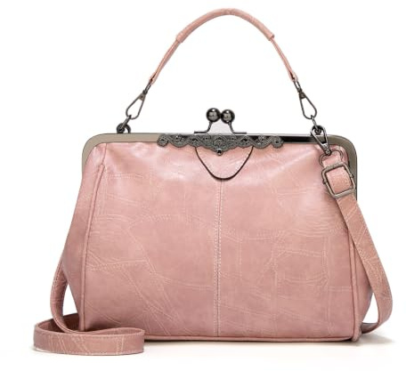 FANDARE Handtaschen Damen Schultertasche Umhängetasche Handy Bag für Frauen PU Leder Wasserdicht Schultertasche Crossbody Messenger Bag Shopper Arbeitstasche Snaps Haspe Pink