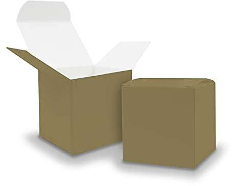 itenga 25x Geschenkboxen Würfel aus Karton Gold Adventskalender Gastgeschenk Rohlinge zum Füllen und Dekorieren 6,5x6,5cm