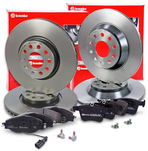 BREMBO Coated Disc Line Bremsenset inkl. Bremsscheiben Vorne Ø 312 mm Belüftet + Hinten Ø 300 mm Voll + Bremsbeläge Vorne und Hinten + Verschleißkontakt