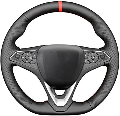 Auto-Lenkradbezug aus schwarzem Leder, für Opel Astra K Corsa F Combo E Grandland X Insignia CT Mokka, für Vauxhall Holden, Black Line