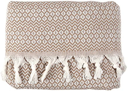 Tuiste Couvre Lit Luxe Beige, Couvre lit Mélangé Coton Organique, Uni, Couverture de Canapé Aérée et Polyvalente, Plaid en Coton, Jeté de Lit ou Jeté de Canapé, Taille 150x200, Couvre Lit 1 Personne