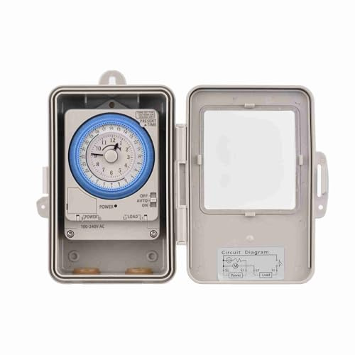 HUIOP Minuteur 24 heures IP53 programmable AC 100-240 V 15 minutes d'intervalle 96 fois marche/arrêt avec trou de montage anti-poussière et couvercle étanche