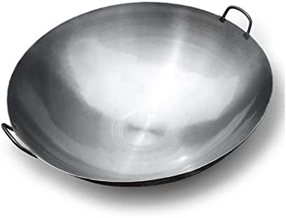 OQHAIR Wok en Fonte, Wok à Frire antiadhésif de 14 Pouces Poêle à Frire Chinoise Marmite en Fer Chinoise pour cuisinières électriques, à Induction et à gaz (Taille : 36 cm) (36 cm)