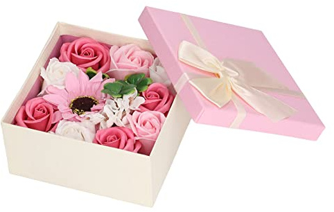 Coffret de Savon de Bain aux Fleurs, Savon aux Fleurs Exquis, élégant et Sûr, Délicat pour l'anniversaire d'une Femme (PINK)